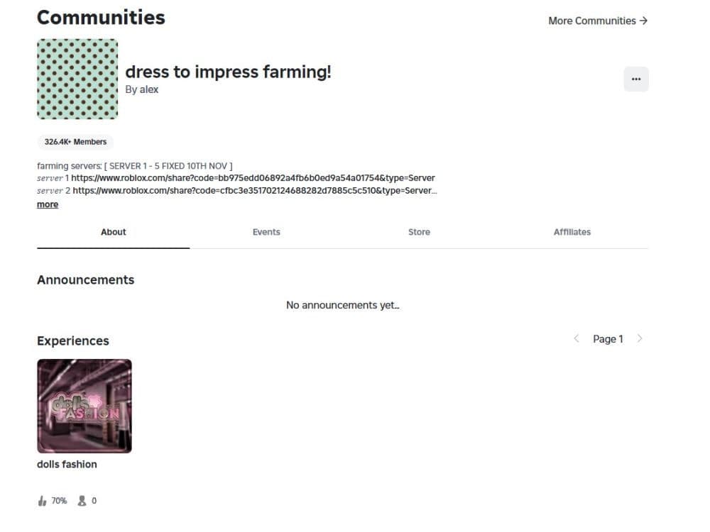 Some players create farming servers so that others can join and start farming (Image Credit: Screengrab by THESPIKEGG)