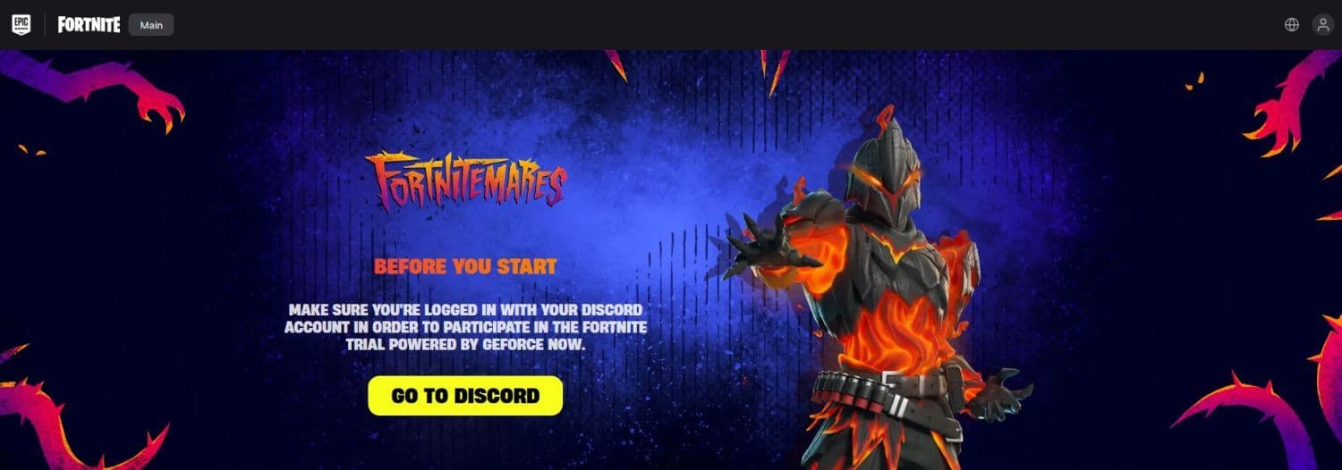 You can go to the link provided above and click “Go To Discord” to launch the game (Image Credit: Screengrab via Fortnite)