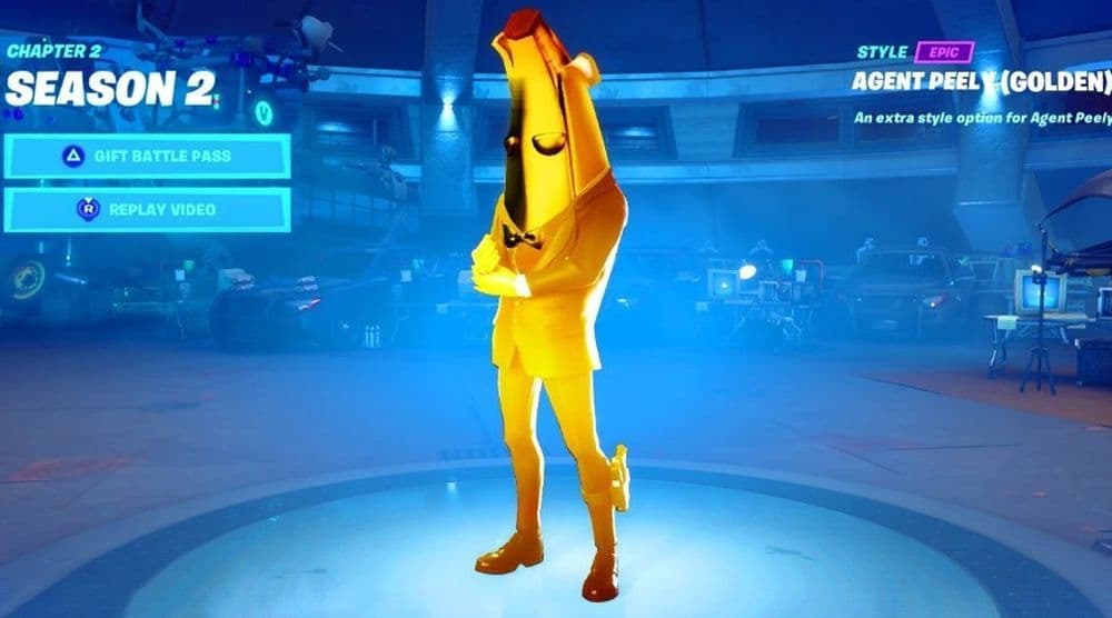 Some old battle pass skins, like Golden Agent Peely from Chater 2 Season 2, may highly increase your total Fortnite locker value (Image Credit: Epic Games)