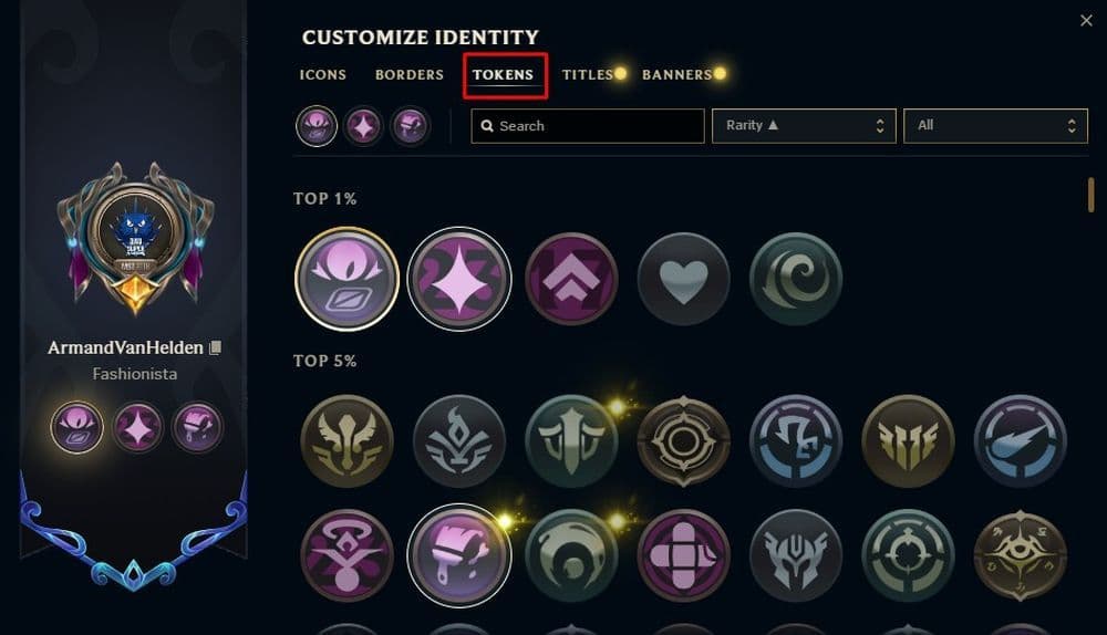 You can find your League of Legends Tokens on your profile (Image Credit: THESPIKEGG)
