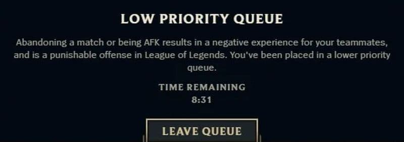 Here is what the low-priority queue indicator looks like in the game (Image Credit: Reddit)