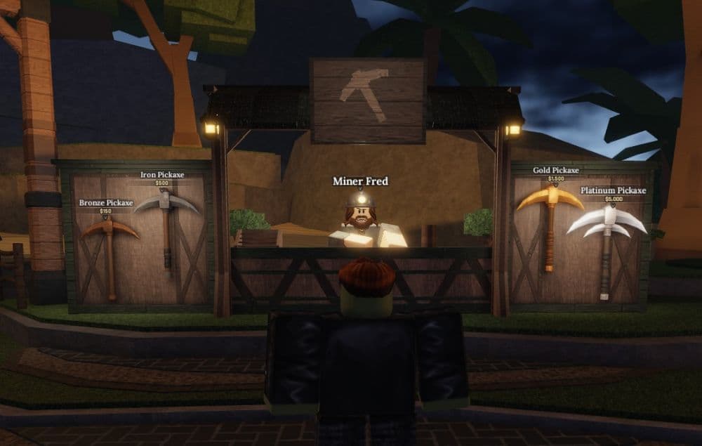 Right now, you can sell Ores, make money and buy axes or other equipment from the NPC called “Miner Fred” (Image Credit: THESPIKEGG)