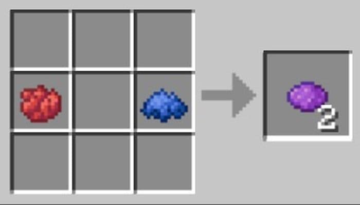 Here is the purple dye recipe you can use in Minecraft (Image Credit: THESPIKEGG)