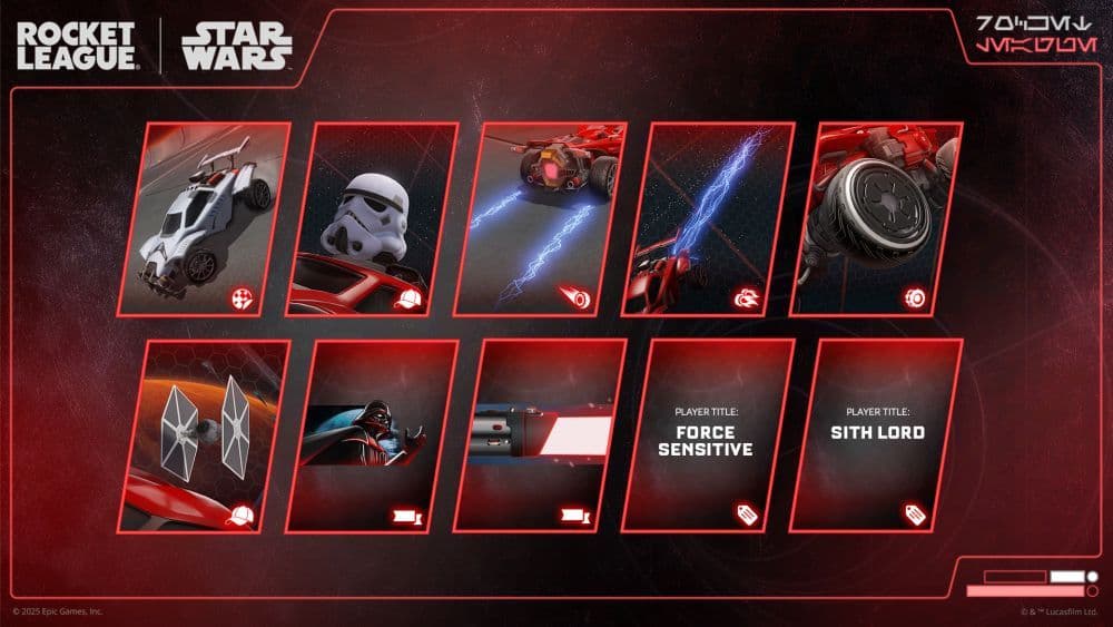 Here is a complete look at all rewards that you can collect throughout the Rocket League Star Wars event (Image Credit: Rocket League/Star Wars)