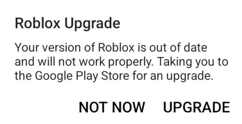Here is what the Roblox upgrade problem looks like as an error on Android (Image Credit: u/JPR_Spectre)