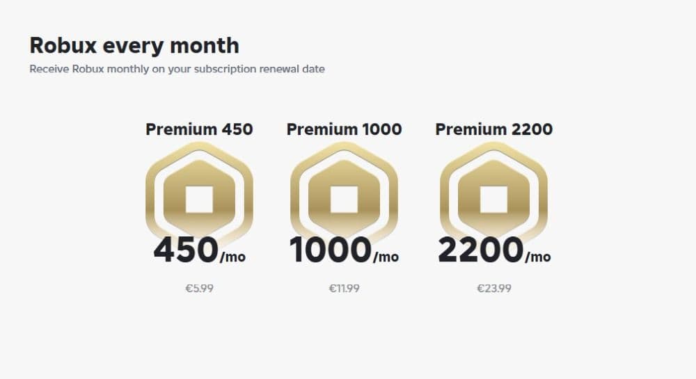 Roblox Premium prices may vary according to your region (Image Credit: Screengrab via Roblox)