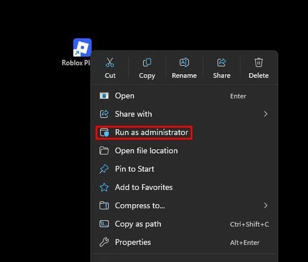 It is usually advised to run Roblox as administrator to avoid bugs or issues (Image Credit: THESPIKEGG)