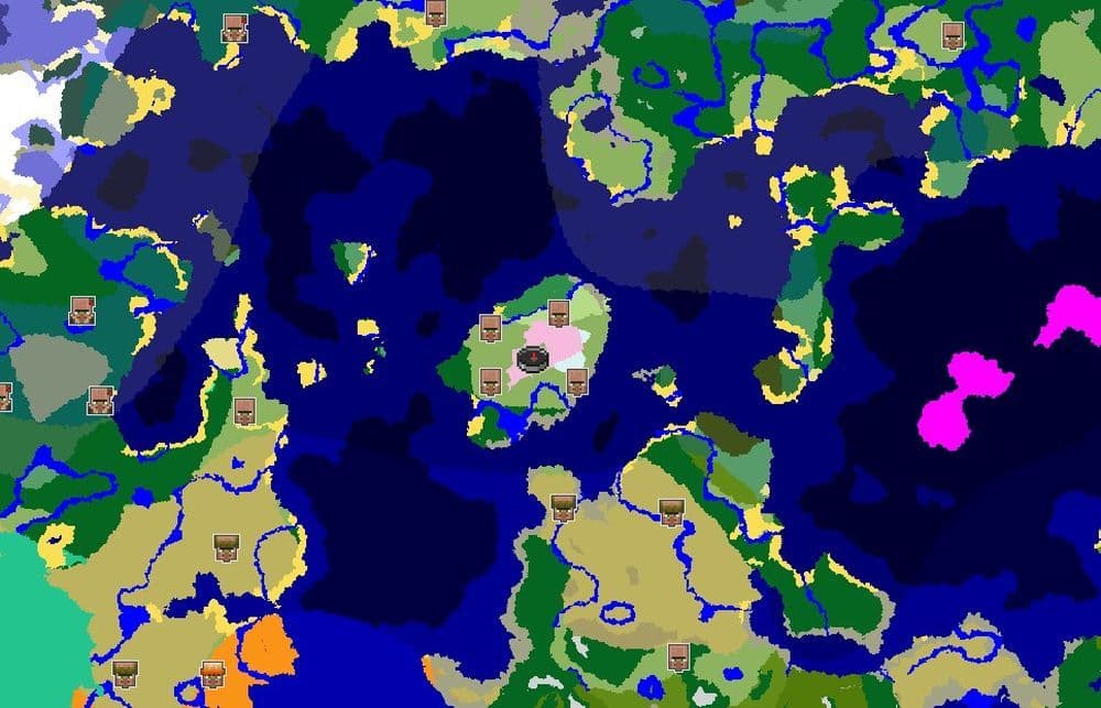 Villages and long survival worlds (Image Credit: THESPIKEGG via Chunkbase)