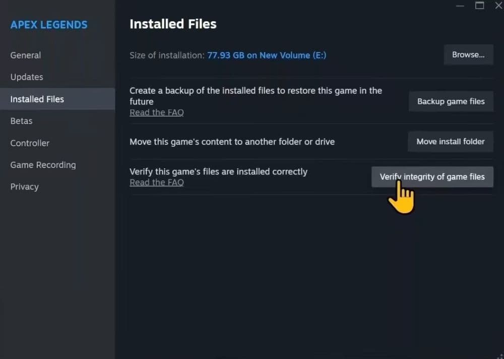Here is how to verify the integrity of game files (Image Credit: NKTechForAll on YouTube)