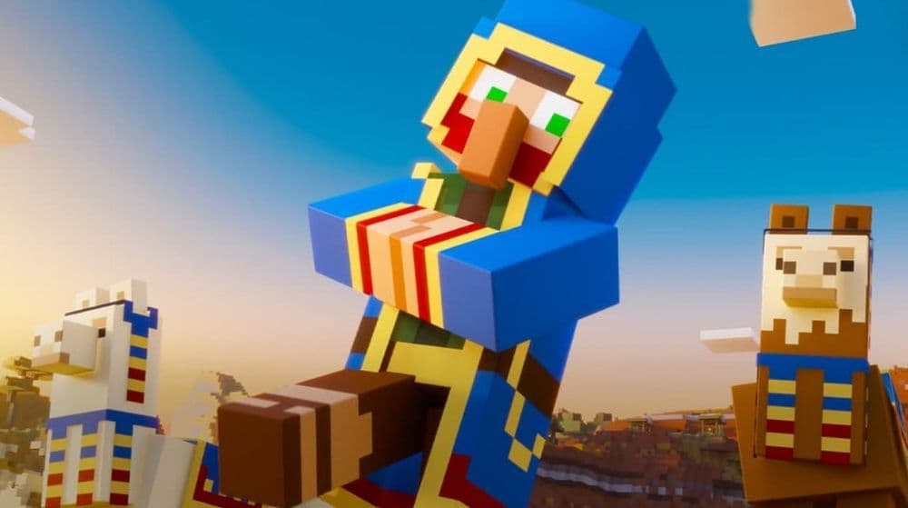 You may be able to find purple dye in Wandering Trader’s inventory (Image Credit: Minecraft)