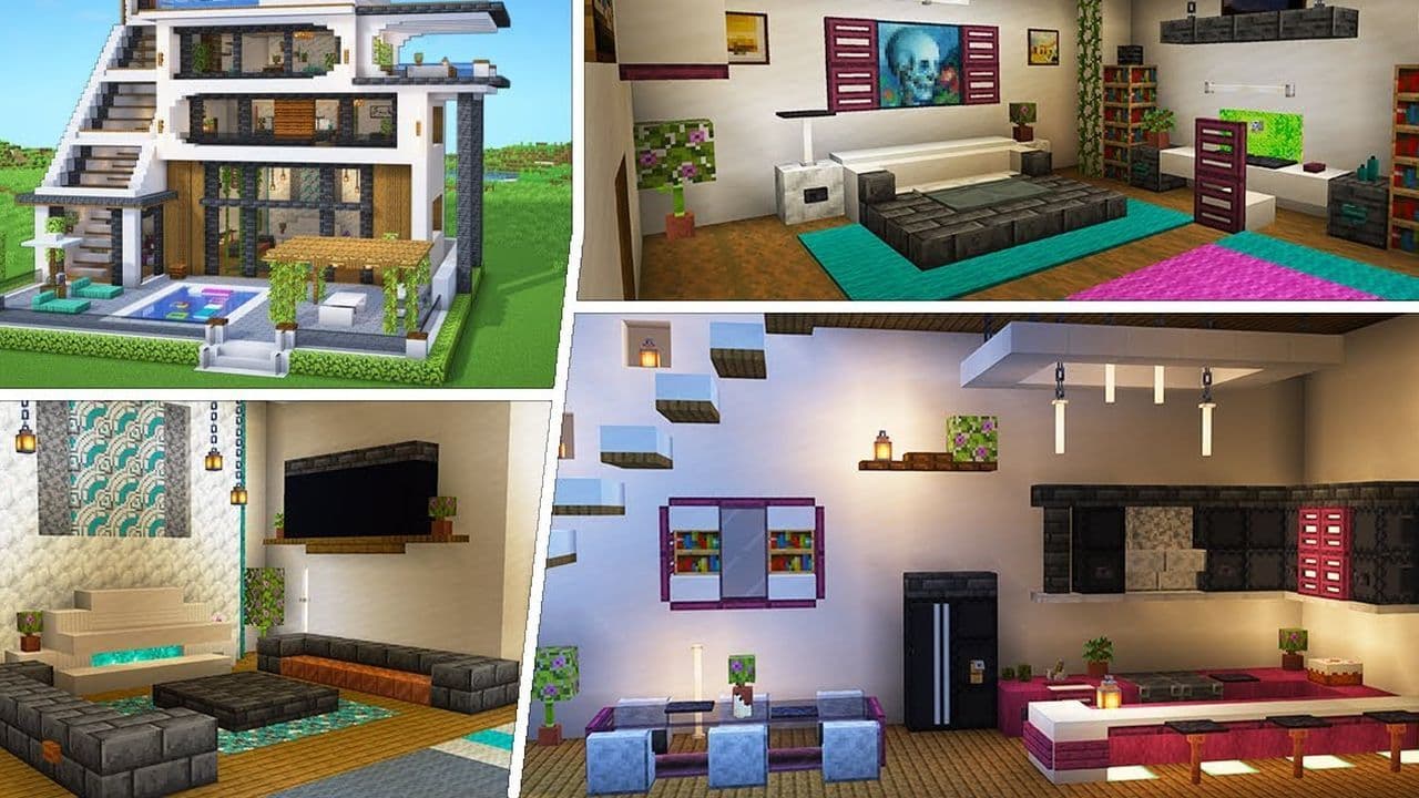 Minecraft house interior design ideas for sakura, modern, and more themes