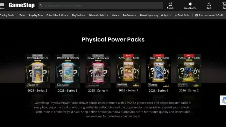 GameStop physical card packs